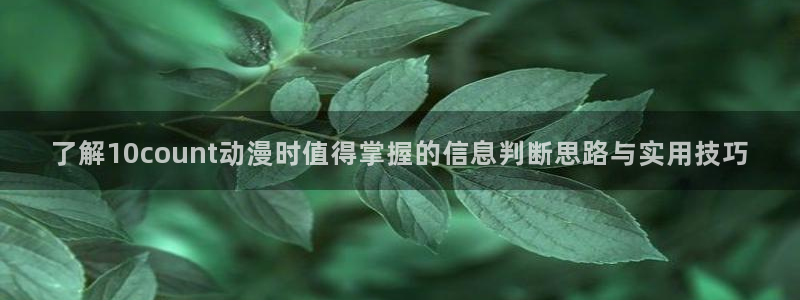 虫虫漫画章节在线阅读:了解10count动漫时值得掌握的信息判断思路与实用技巧配图